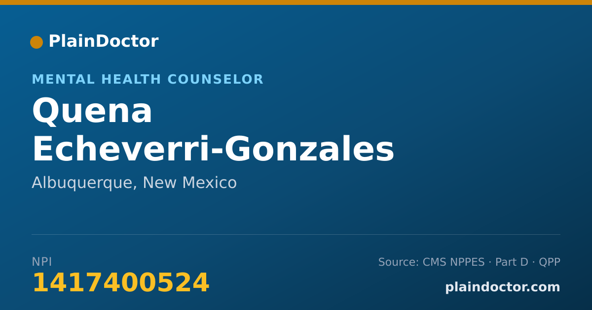 Shareable card for Quena Echeverri-Gonzales - Mental Health Counselor, Albuquerque, NM