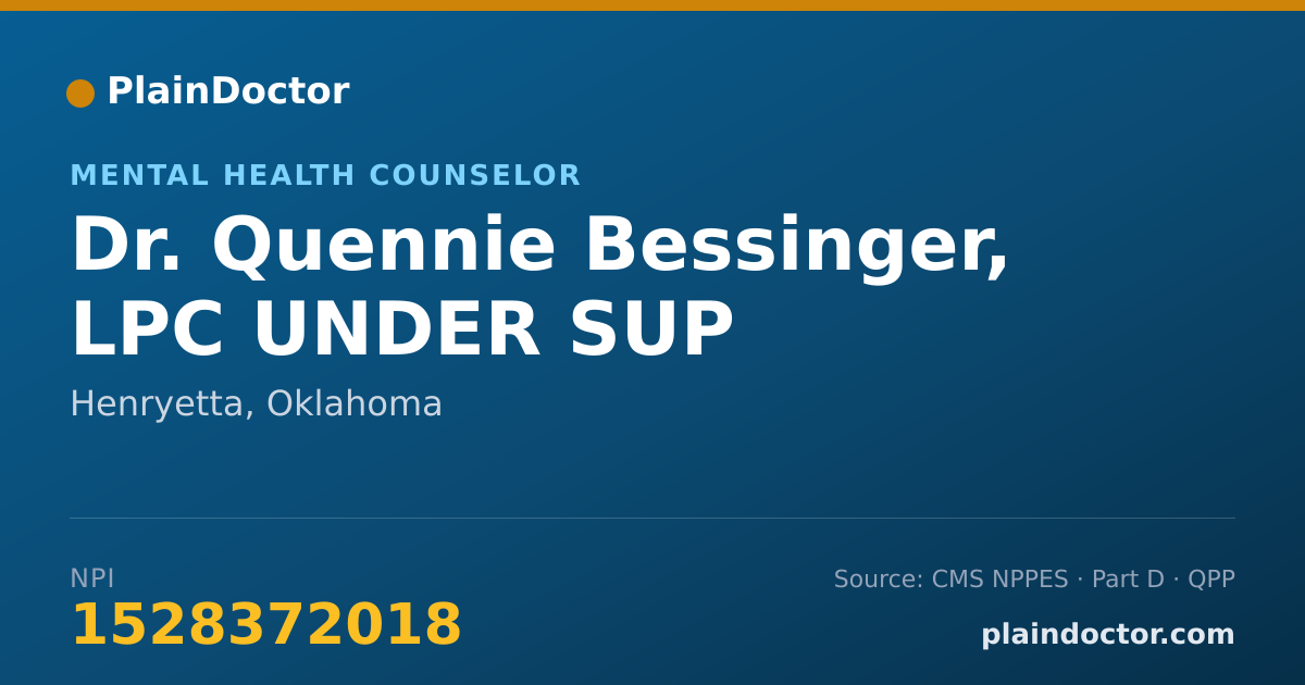 Shareable card for Quennie Bessinger, LPC UNDER SUP - Mental Health Counselor, Henryetta, OK