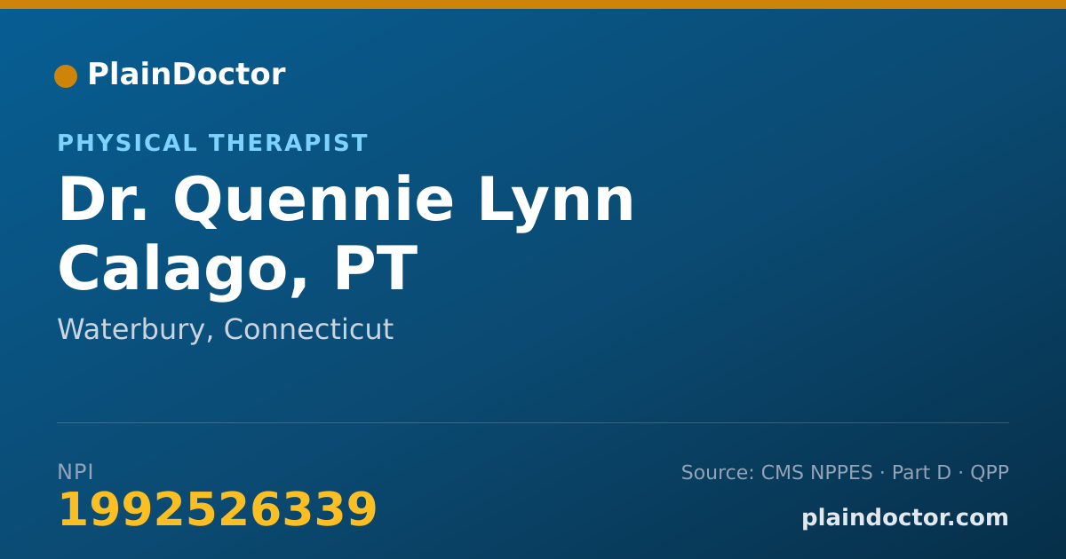 Shareable card for Quennie Lynn Calago, PT - Physical Therapist, Waterbury, CT