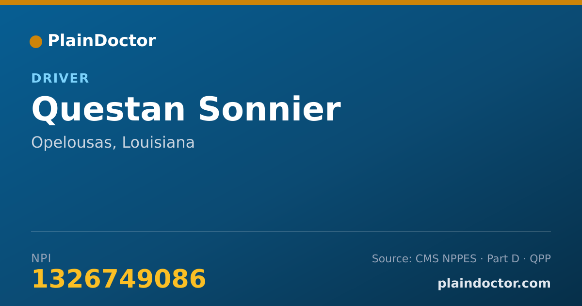 Shareable card for Questan Sonnier - Driver, Opelousas, LA
