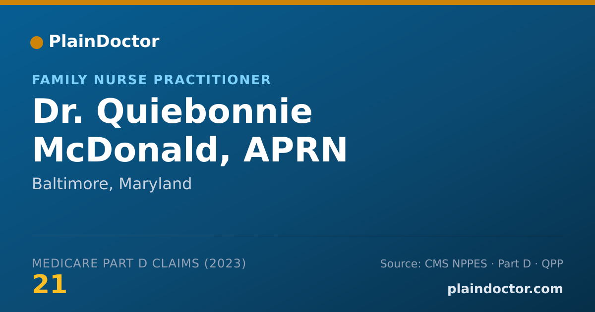 Shareable card for Quiebonnie McDonald, APRN - Family Nurse Practitioner, Baltimore, MD