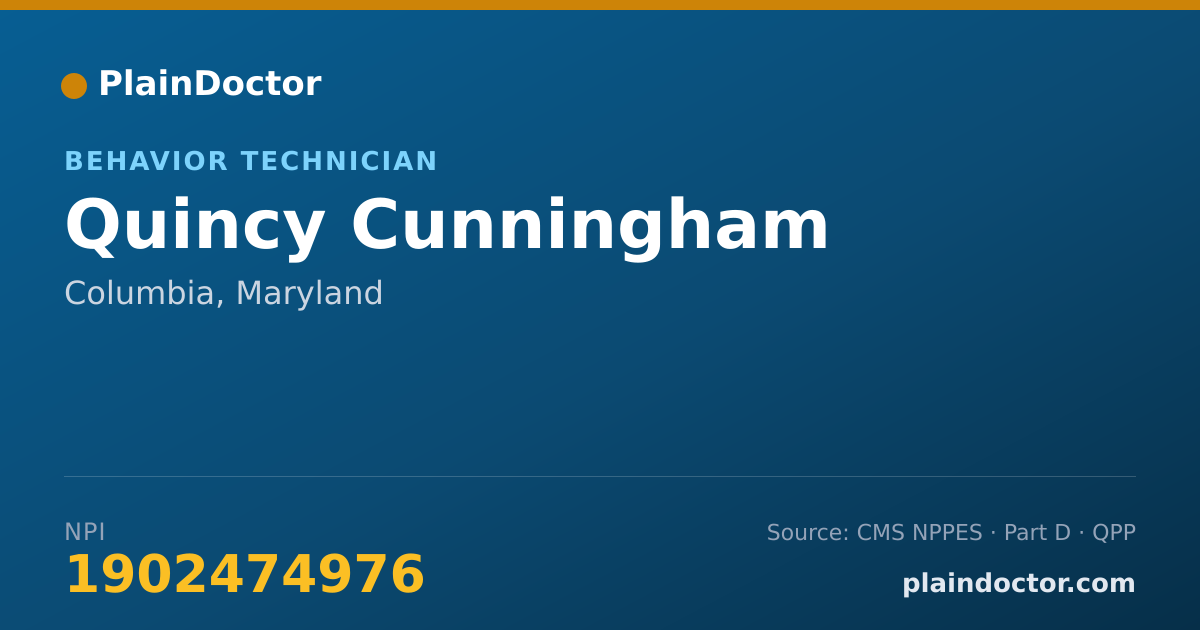 Shareable card for Quincy Cunningham - Behavior Technician, Columbia, MD