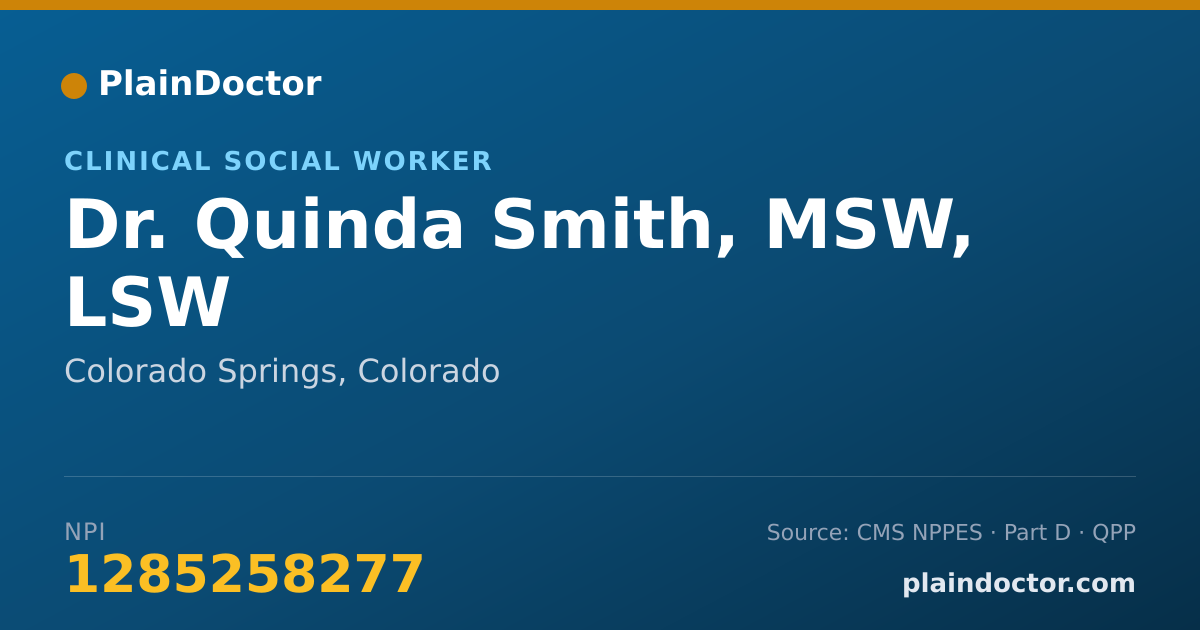 Shareable card for Quinda Smith, MSW, LSW - Clinical Social Worker, Colorado Springs, CO