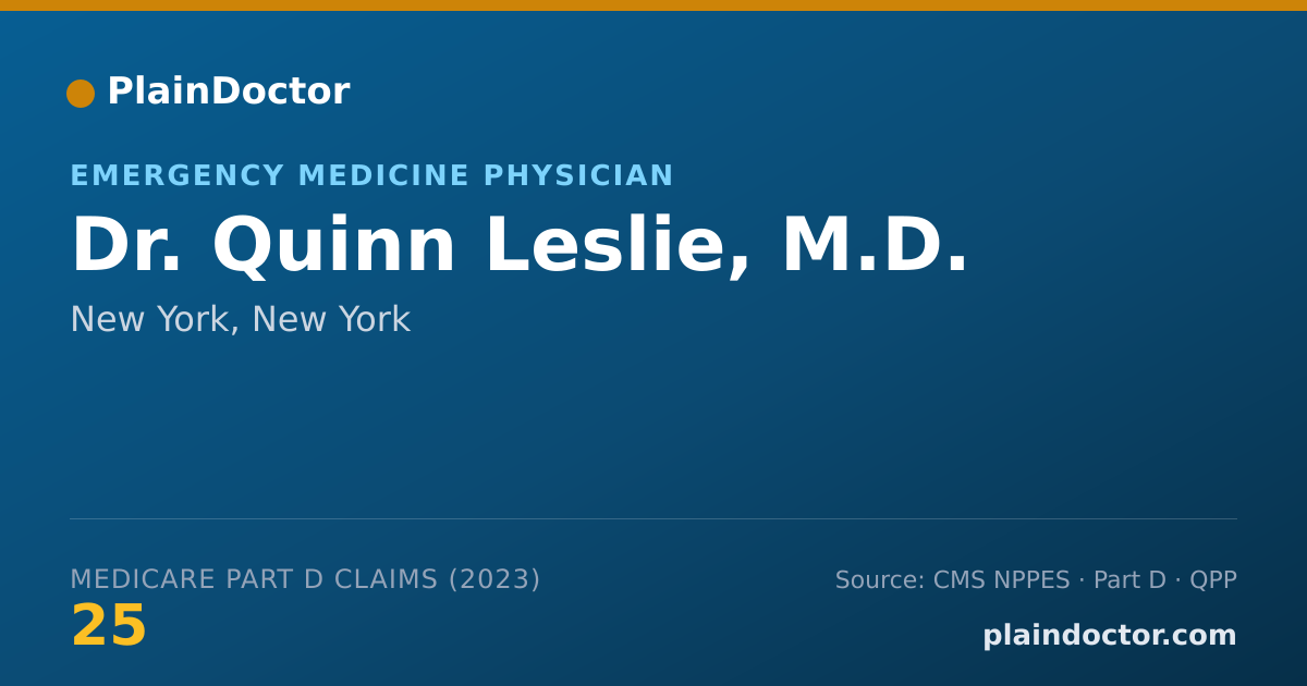 Shareable card for Quinn Leslie, M.D. - Emergency Medicine Physician, New York, NY