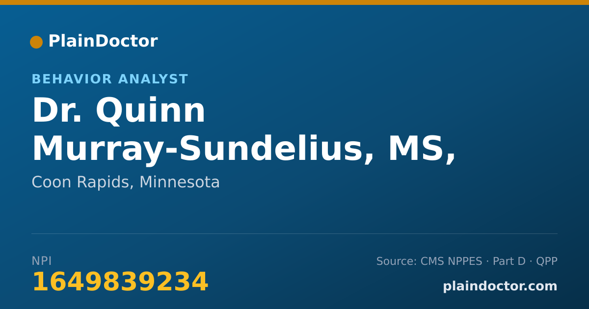 Shareable card for Quinn Murray-Sundelius, MS, BCBA - Behavior Analyst, Coon Rapids, MN