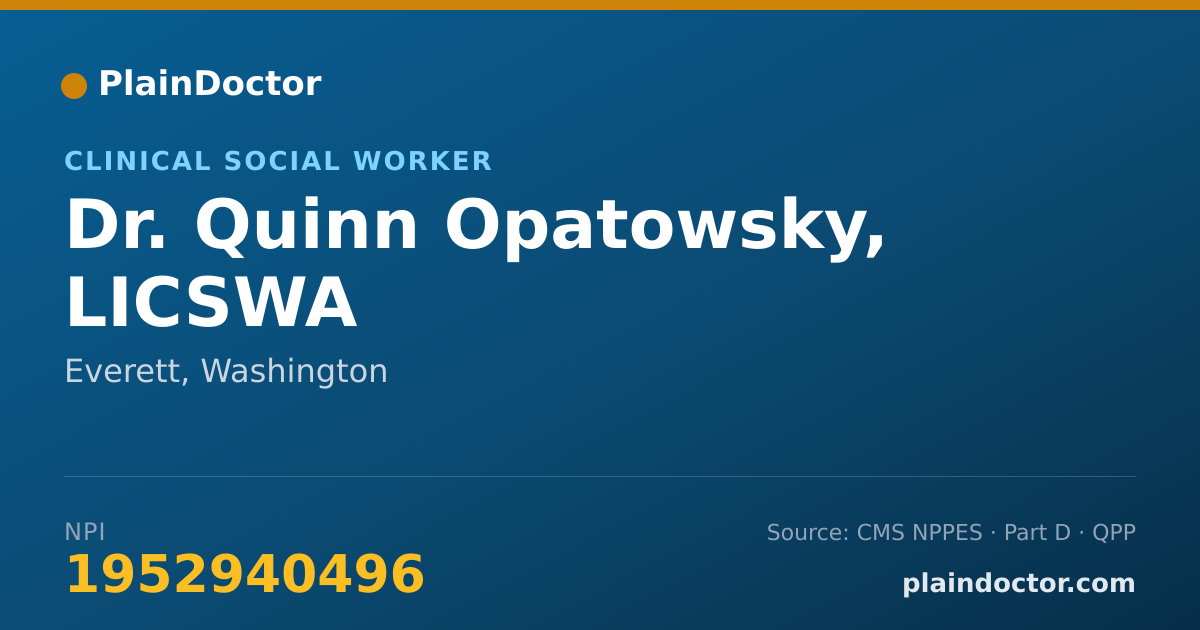Shareable card for Quinn Opatowsky, LICSWA - Clinical Social Worker, Everett, WA