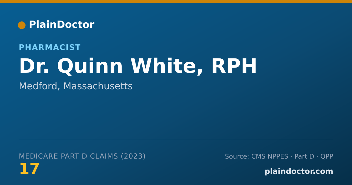 Shareable card for Quinn White, RPH - Pharmacist, Medford, MA
