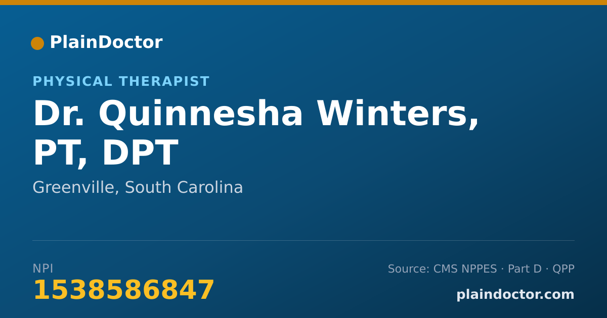 Shareable card for Quinnesha Winters, PT, DPT - Physical Therapist, Greenville, SC