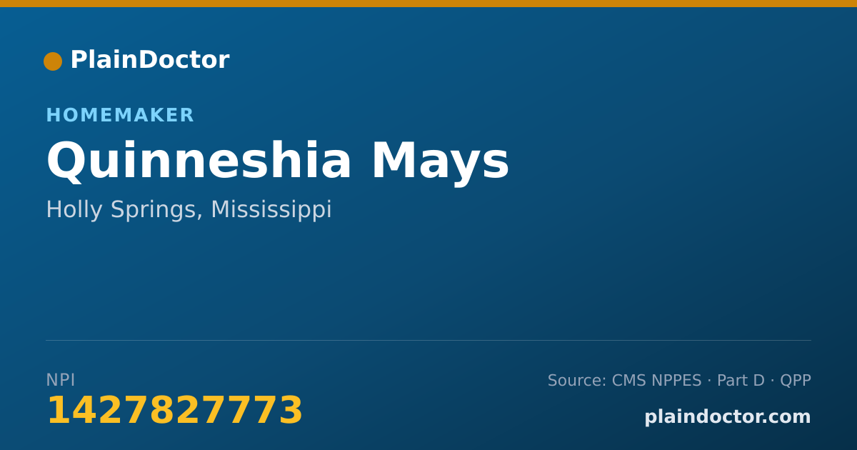 Shareable card for Quinneshia Mays - Homemaker, Holly Springs, MS