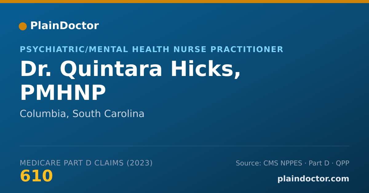 Shareable card for Quintara Hicks, PMHNP - Psychiatric/Mental Health Nurse Practitioner, Columbia, SC