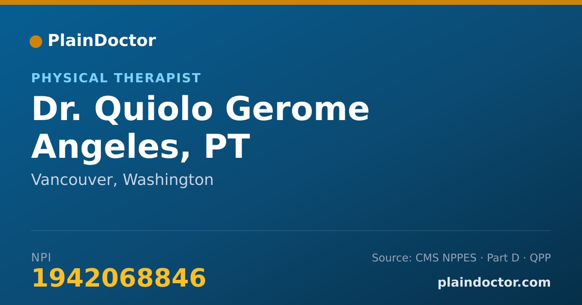 Shareable card for Quiolo Gerome Angeles, PT - Physical Therapist, Vancouver, WA