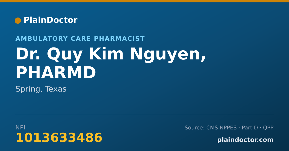 Shareable card for Quy Kim Nguyen, PHARMD - Ambulatory Care Pharmacist, Spring, TX