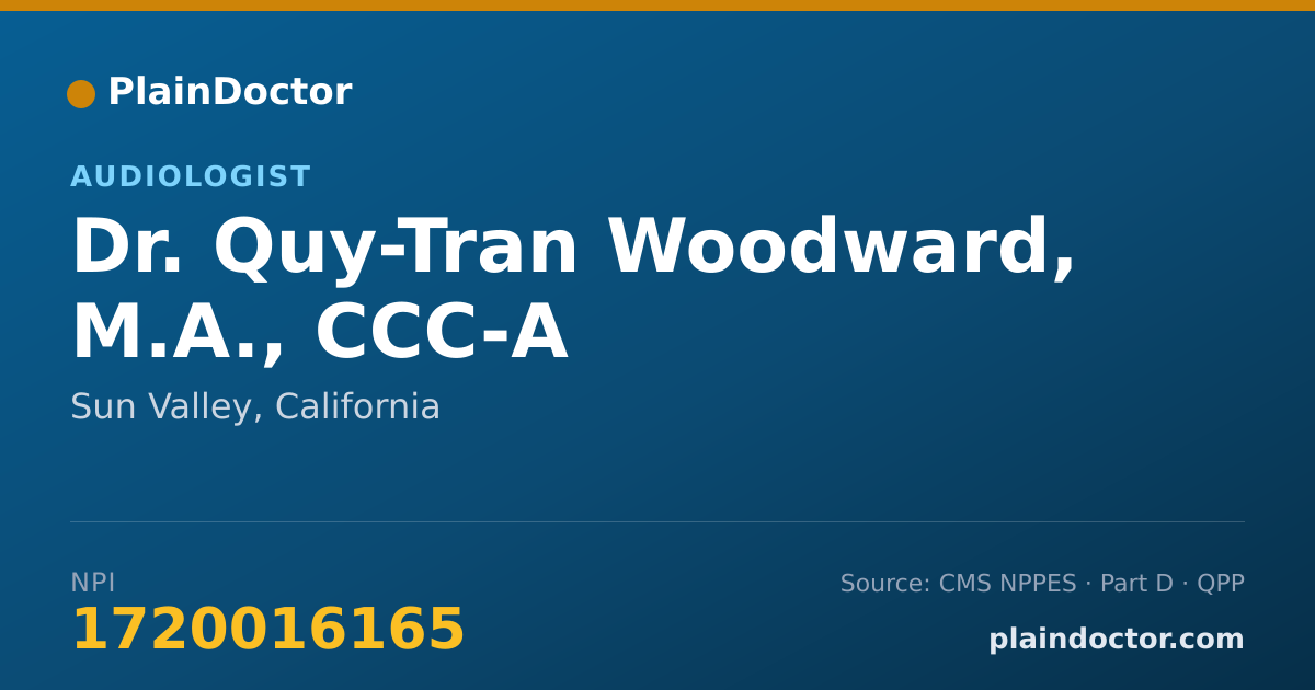 Shareable card for Quy-Tran Woodward, M.A., CCC-A - Audiologist, Sun Valley, CA