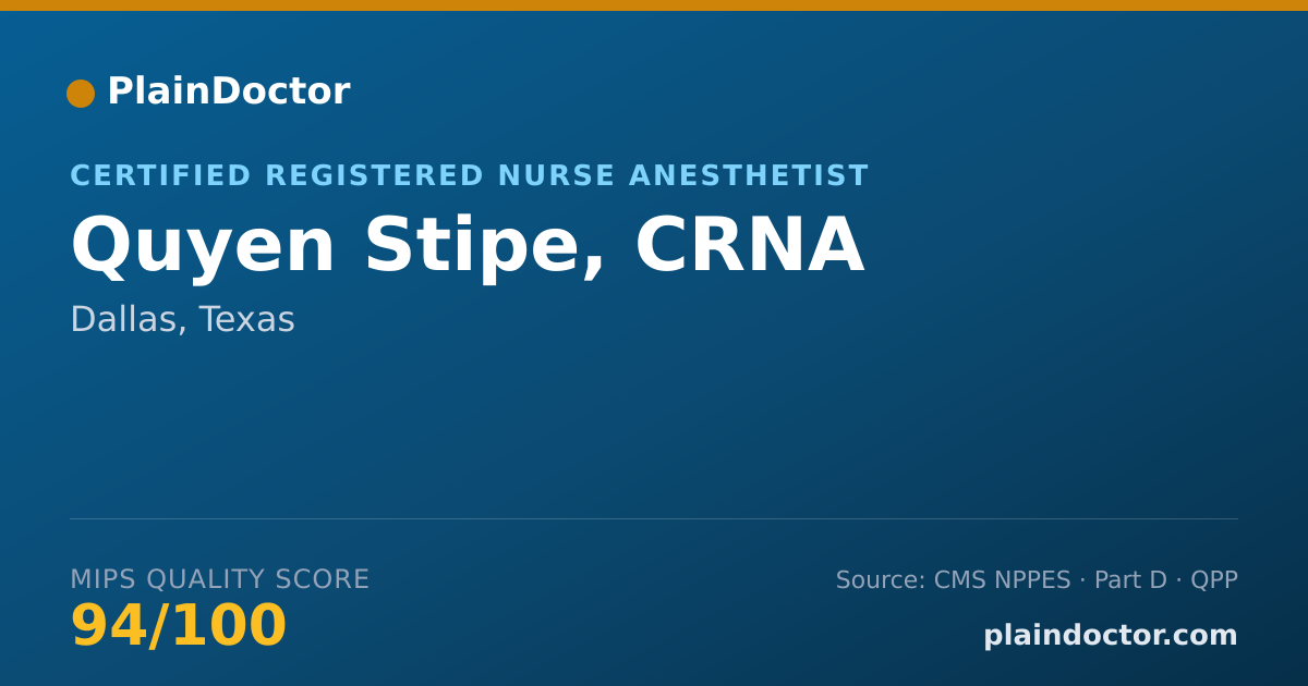 Shareable card for Quyen Stipe, CRNA - Certified Registered Nurse Anesthetist, Dallas, TX
