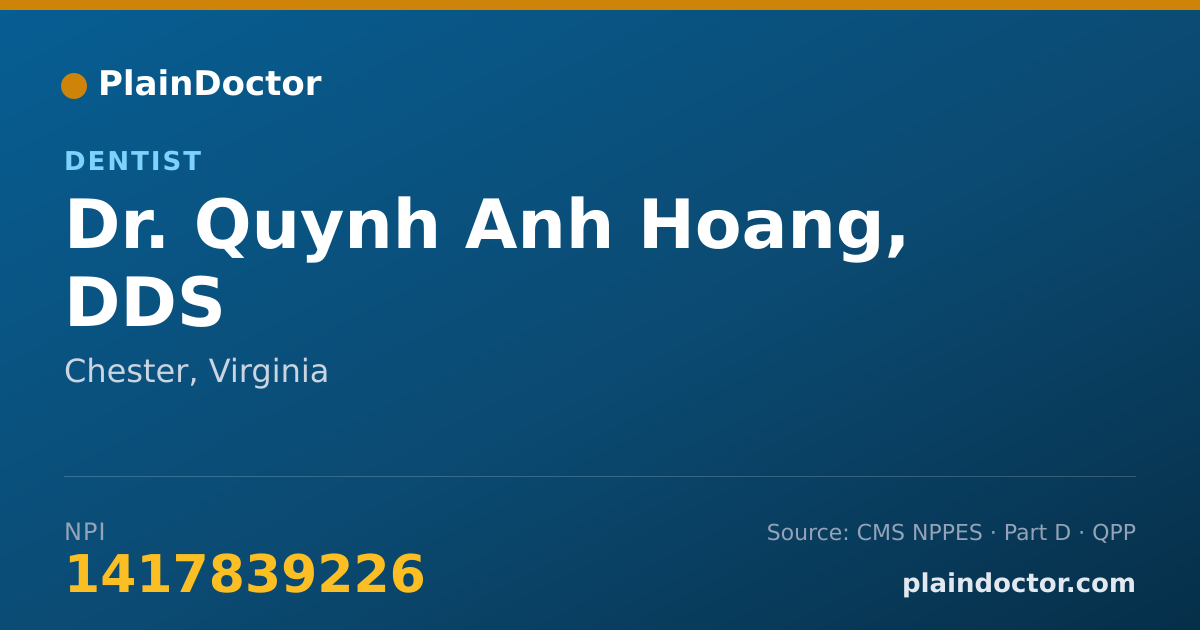 Shareable card for Quynh Anh Hoang, DDS - Dentist, Chester, VA