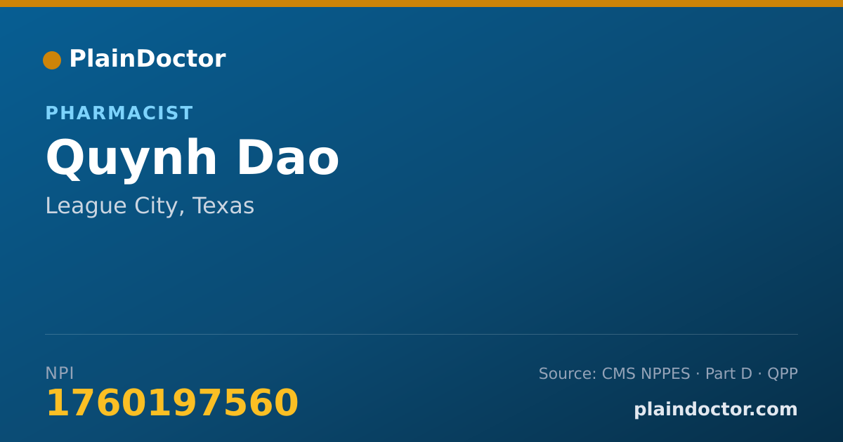 Shareable card for Quynh Dao - Pharmacist, League City, TX