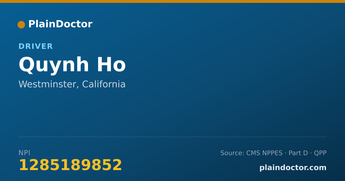 Shareable card for Quynh Ho - Driver, Westminster, CA