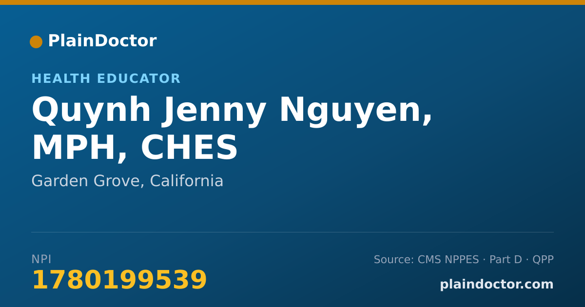 Shareable card for Quynh Jenny Nguyen, MPH, CHES - Health Educator, Garden Grove, CA
