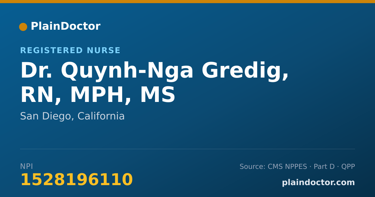 Shareable card for Quynh-Nga Gredig, RN, MPH, MS - Registered Nurse, San Diego, CA