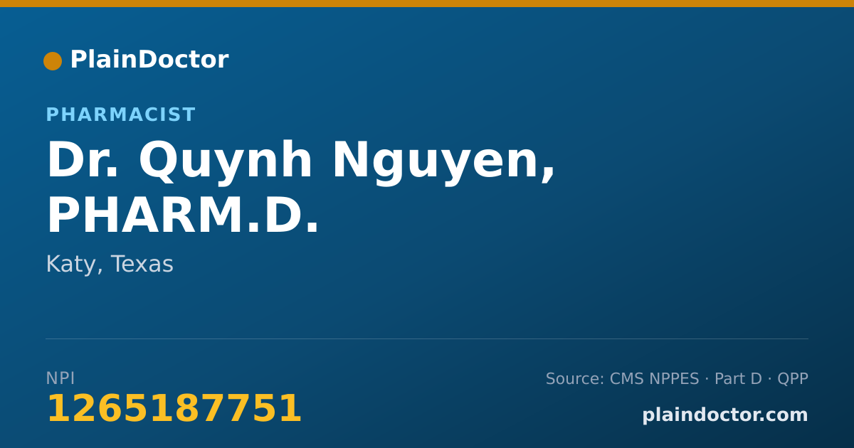 Shareable card for Quynh Nguyen, PHARM.D. - Pharmacist, Katy, TX