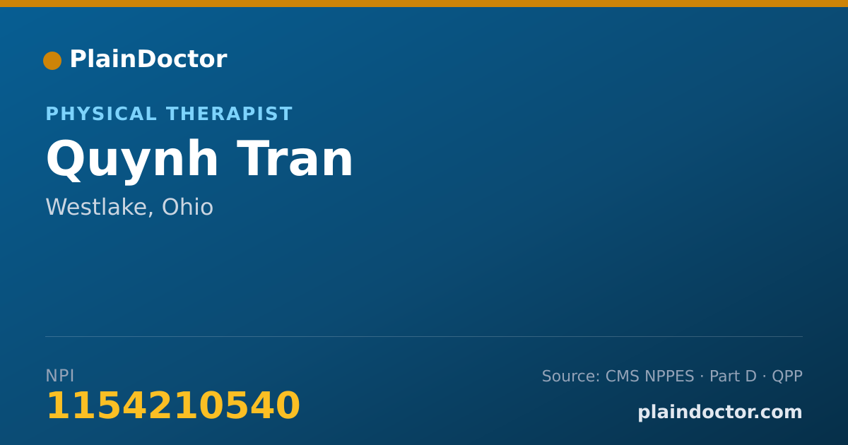 Shareable card for Quynh Tran - Physical Therapist, Westlake, OH
