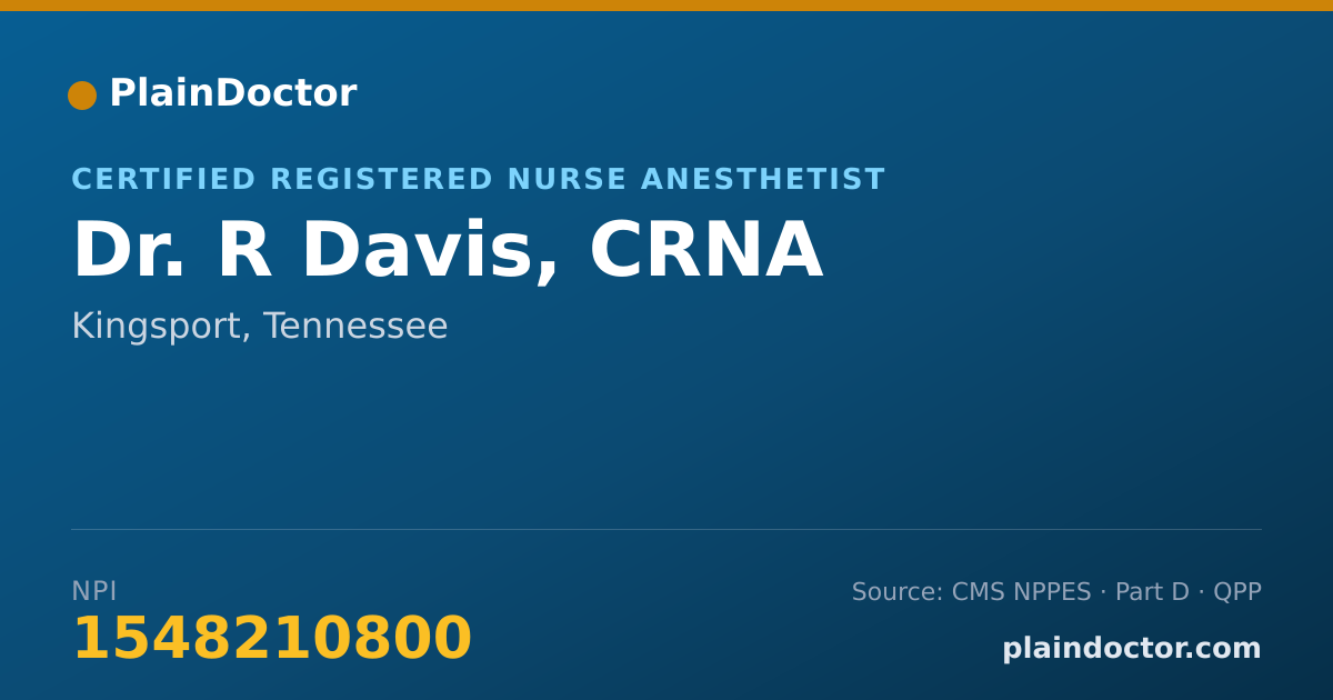 Shareable card for R Davis, CRNA - Certified Registered Nurse Anesthetist, Kingsport, TN
