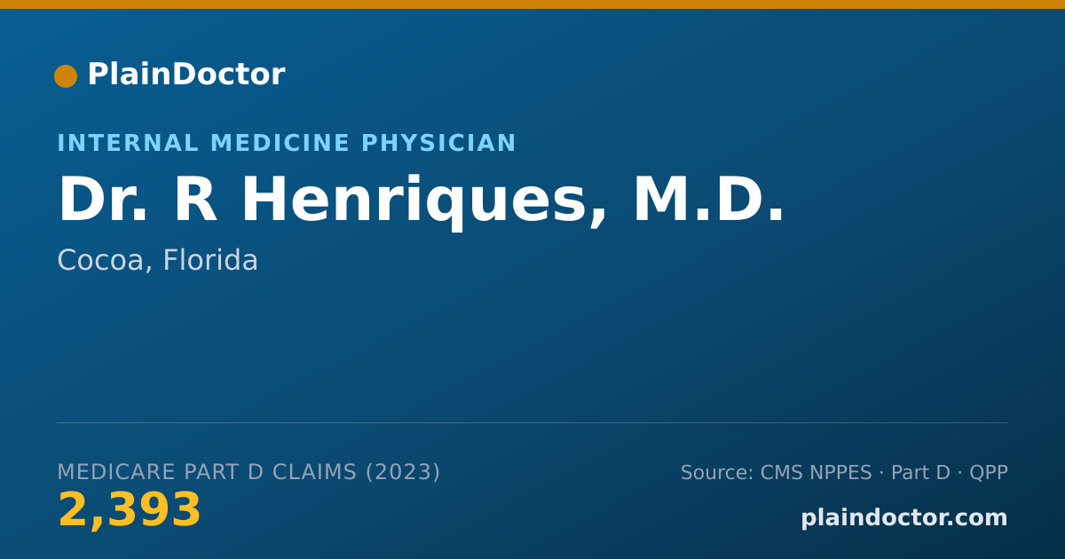 Shareable card for R Henriques, M.D. - Internal Medicine Physician, Cocoa, FL