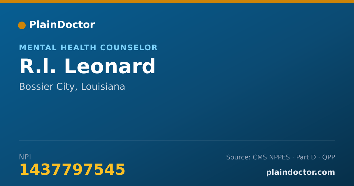 Shareable card for R.l. Leonard - Mental Health Counselor, Bossier City, LA
