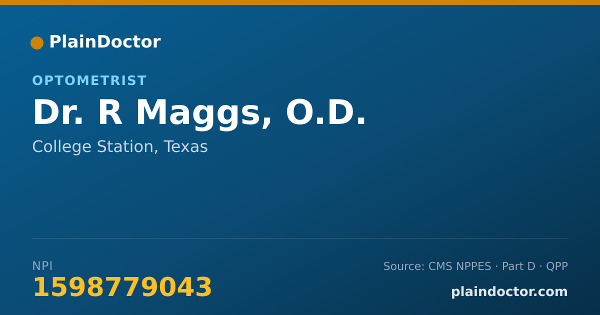 Shareable card for R Maggs, O.D. - Optometrist, College Station, TX