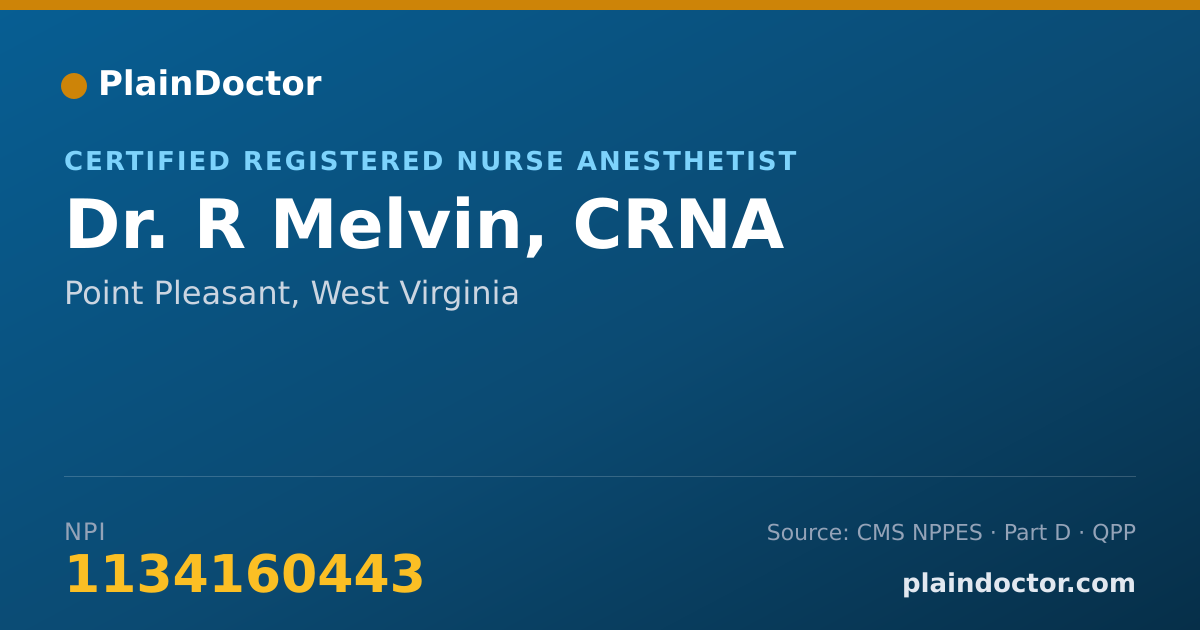 Shareable card for R Melvin, CRNA - Certified Registered Nurse Anesthetist, Point Pleasant, WV