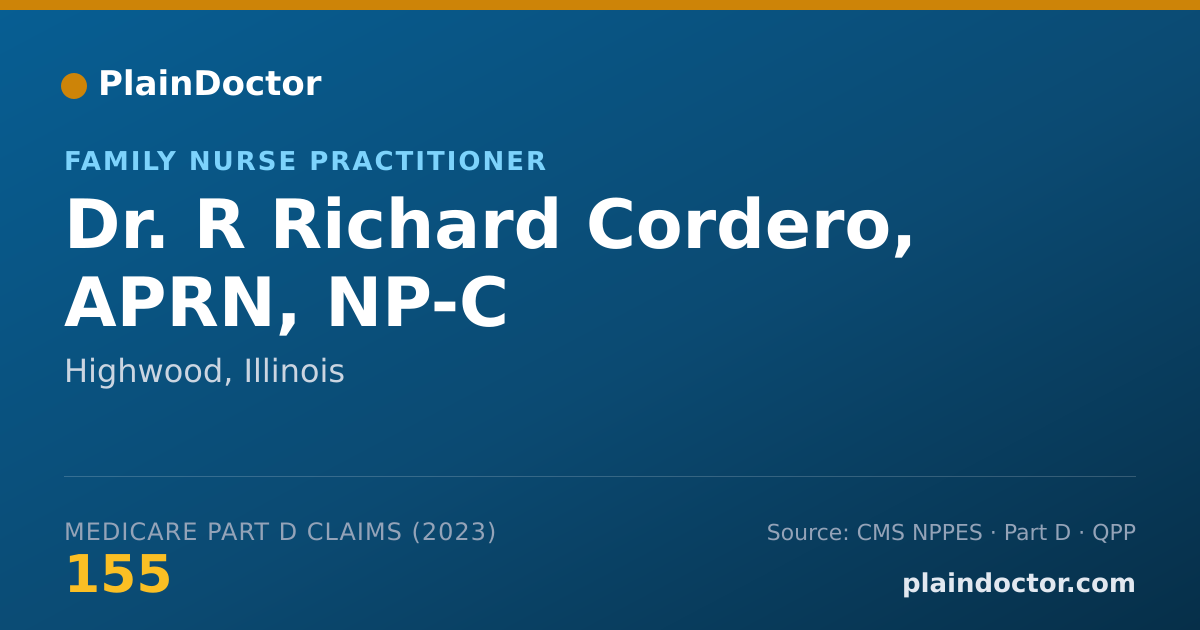 Shareable card for R Richard Cordero, APRN, NP-C - Family Nurse Practitioner, Highwood, IL