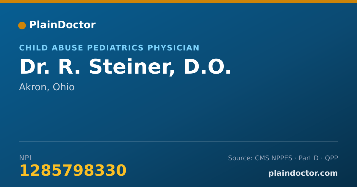 Shareable card for R. Steiner, D.O. - Pediatric Emergency Medicine (Pediatrics) Physician, Akron, OH
