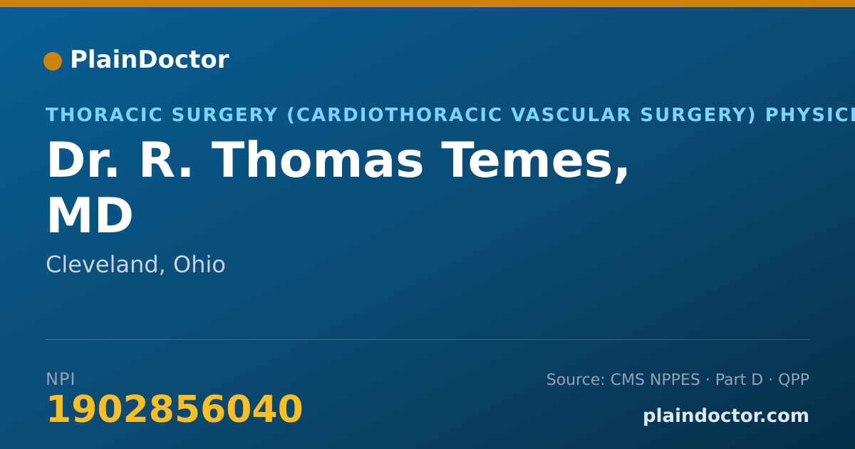 Shareable card for R. Thomas Temes, MD - Thoracic Surgery (Cardiothoracic Vascular Surgery) Physician, Cleveland, OH