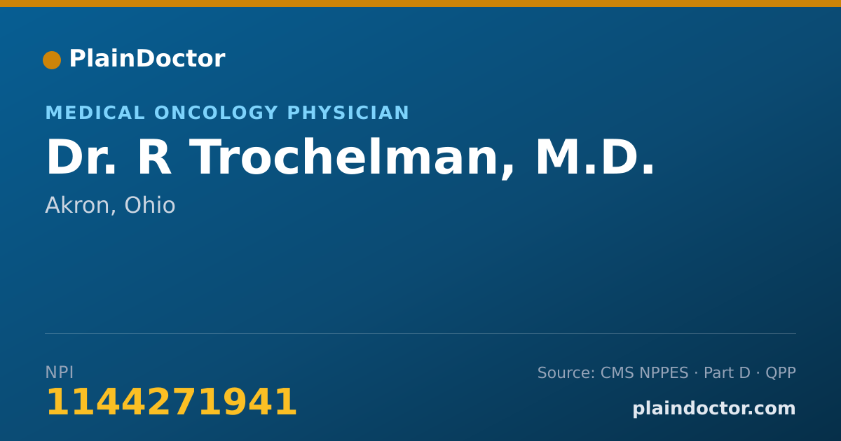 Shareable card for R Trochelman, M.D. - Medical Oncology Physician, Akron, OH