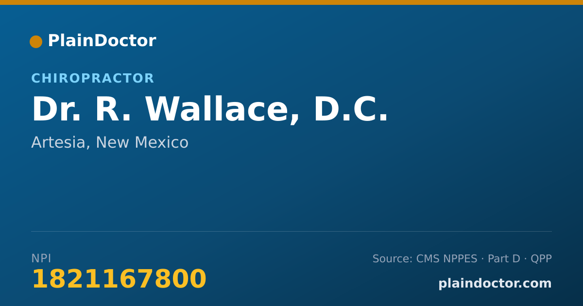 Shareable card for R. Wallace, D.C. - Chiropractor, Artesia, NM