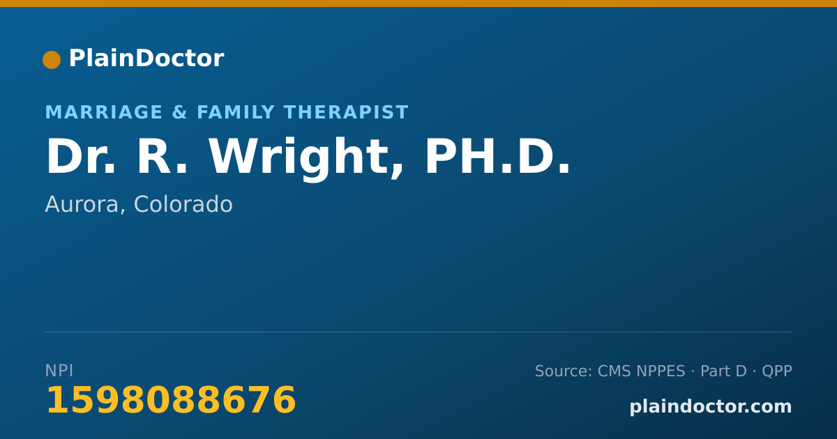 Shareable card for R. Wright, PH.D. - Marriage & Family Therapist, Aurora, CO
