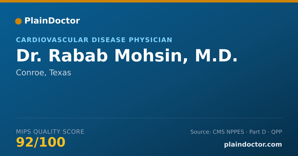Shareable card for Rabab Mohsin, M.D. - Cardiovascular Disease Physician, Conroe, TX