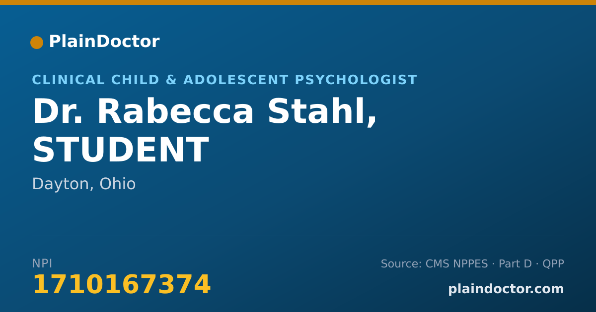 Shareable card for Rabecca Stahl, STUDENT - Clinical Child & Adolescent Psychologist, Dayton, OH