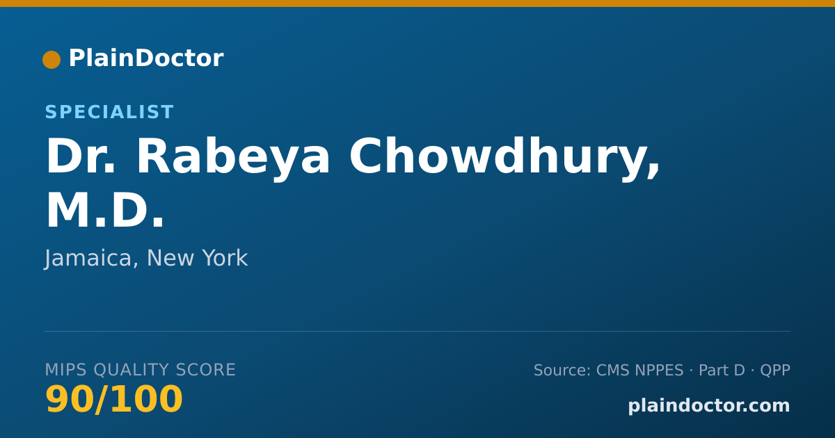 Shareable card for Rabeya Chowdhury, M.D. - Specialist, Jamaica, NY