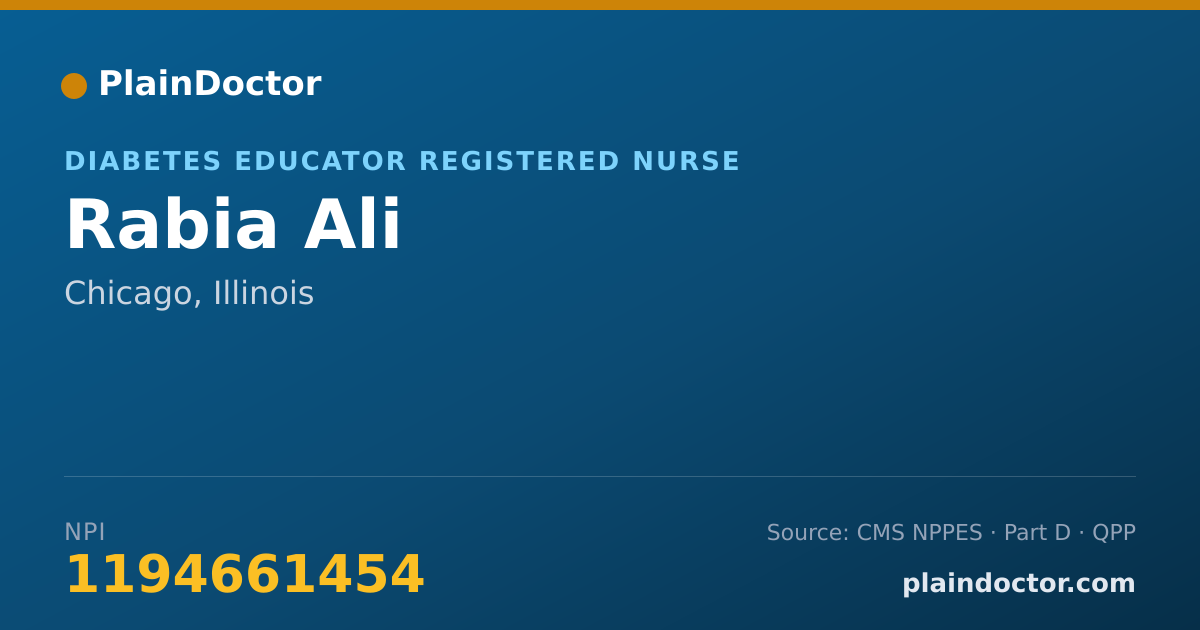 Shareable card for Rabia Ali - Diabetes Educator Registered Nurse, Chicago, IL