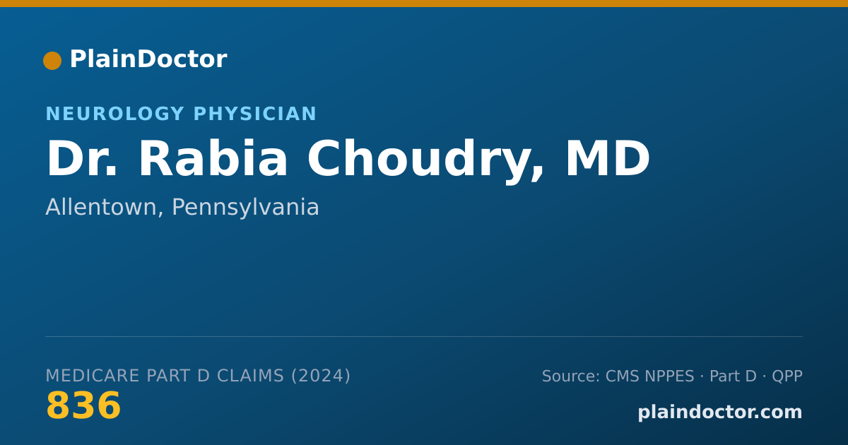 Shareable card for Rabia Choudry, MD - Neurology Physician, Allentown, PA
