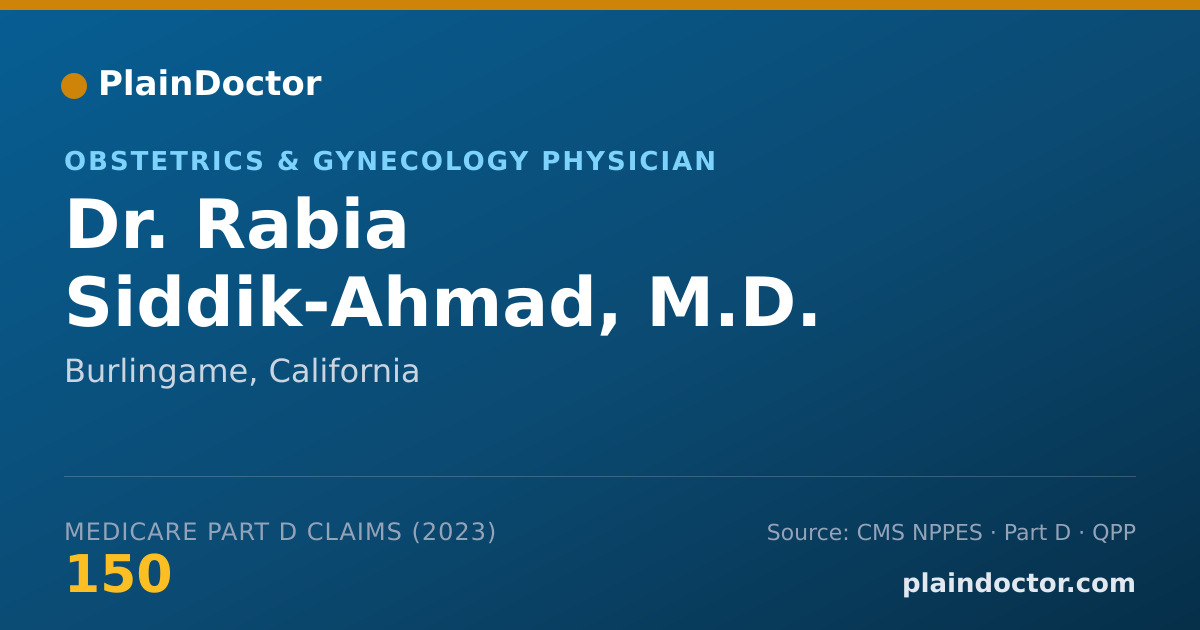 Shareable card for Rabia Siddik-Ahmad, M.D. - Obstetrics & Gynecology Physician, Burlingame, CA