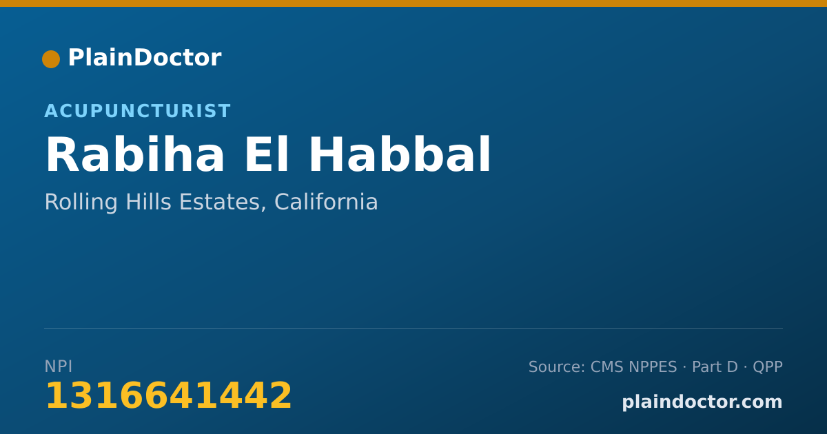 Shareable card for Rabiha El Habbal - Acupuncturist, Rolling Hills Estates, CA