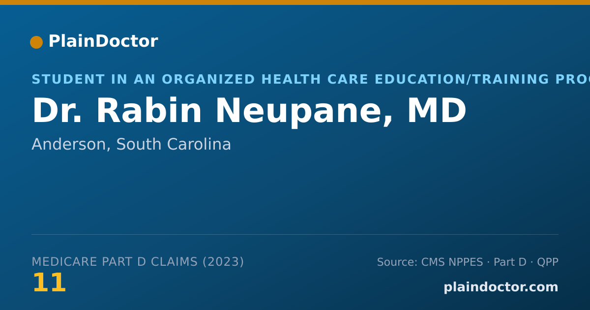 Shareable card for Rabin Neupane, MD - Student in an Organized Health Care Education/Training Program, Anderson, SC