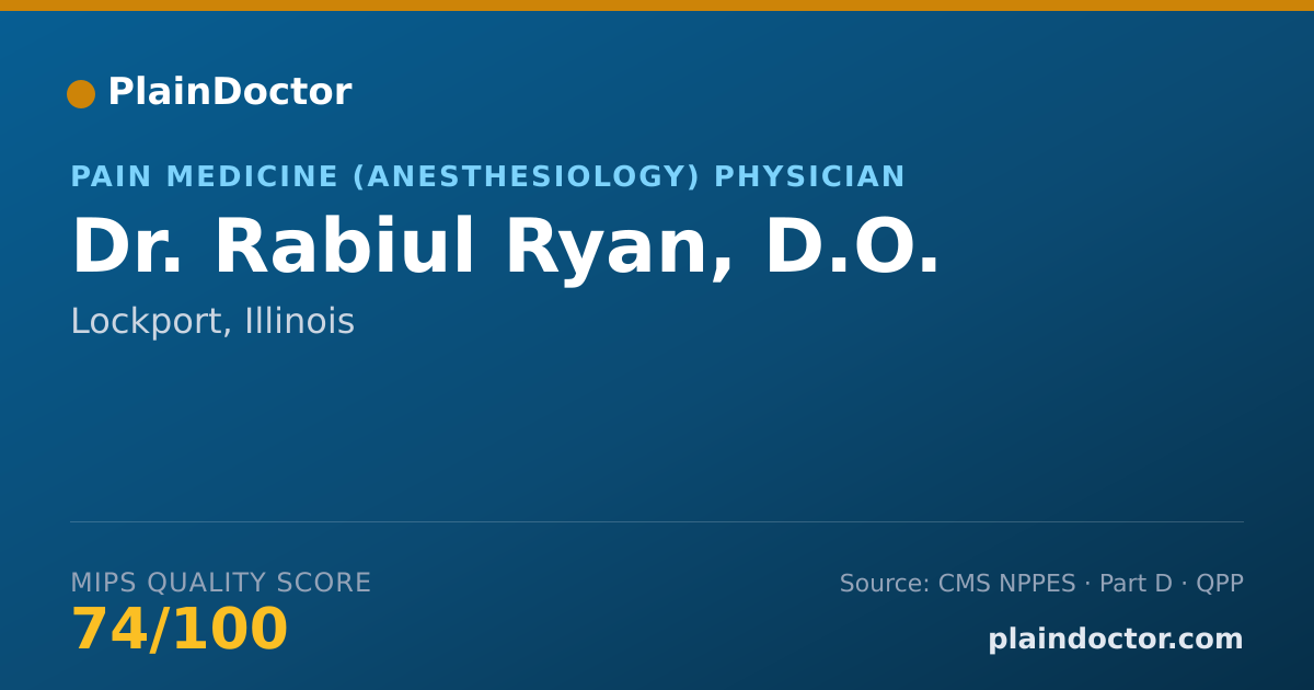 Shareable card for Rabiul Ryan, D.O. - Pain Medicine (Anesthesiology) Physician, Lockport, IL