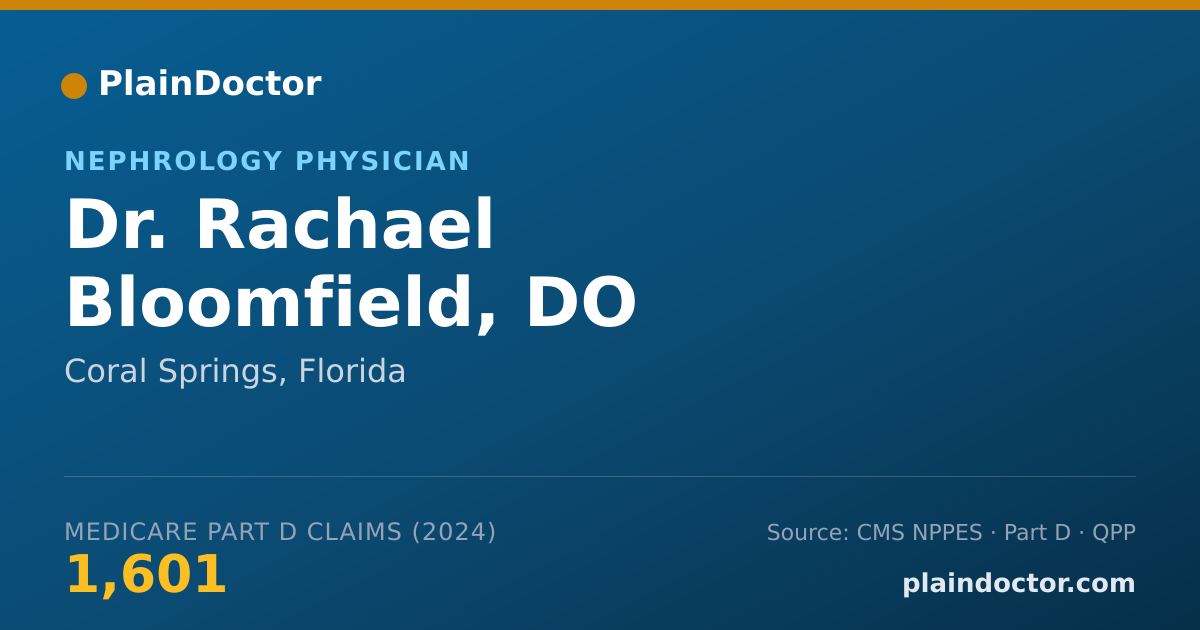 Shareable card for Rachael Bloomfield, DO - Nephrology Physician, Coral Springs, FL