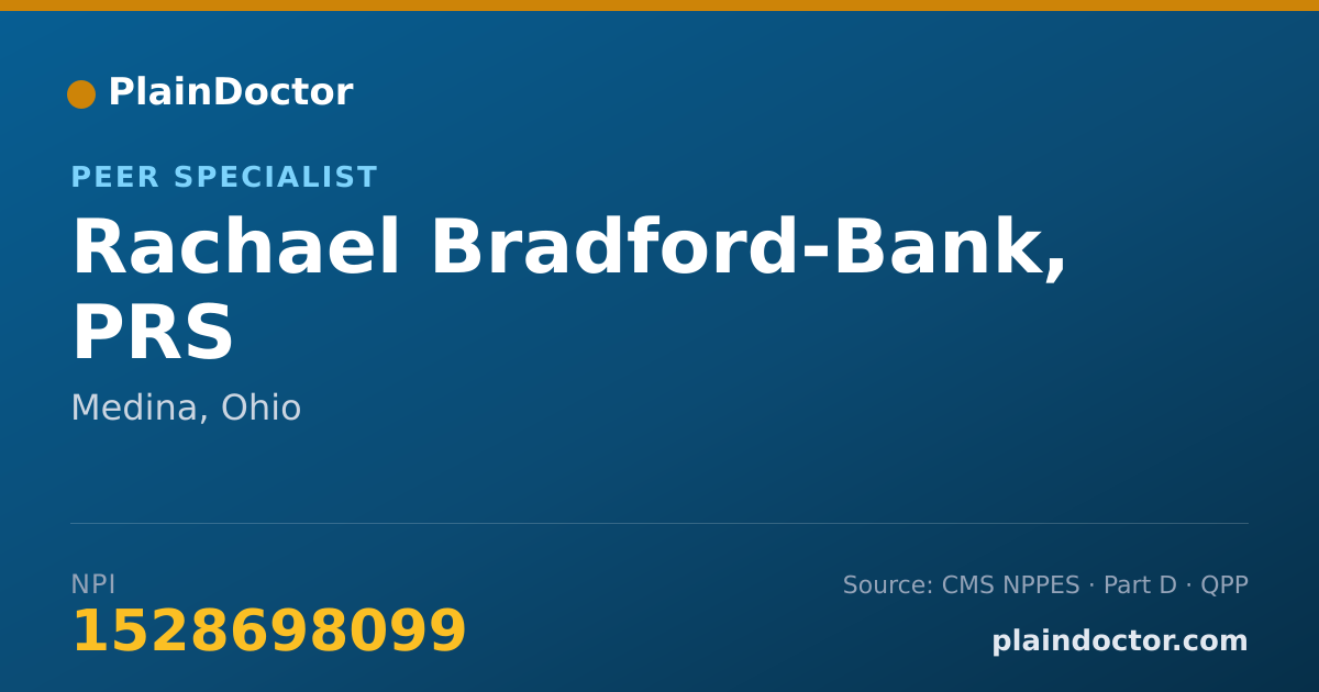 Shareable card for Rachael Bradford-Bank, PRS - Peer Specialist, Medina, OH