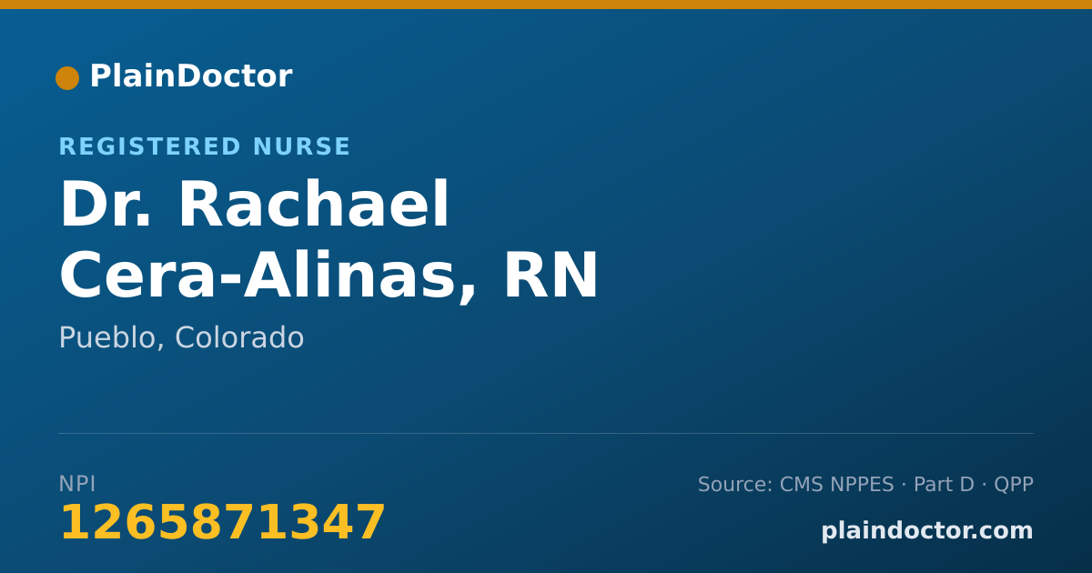 Shareable card for Rachael Cera-Alinas, RN - Registered Nurse, Pueblo, CO