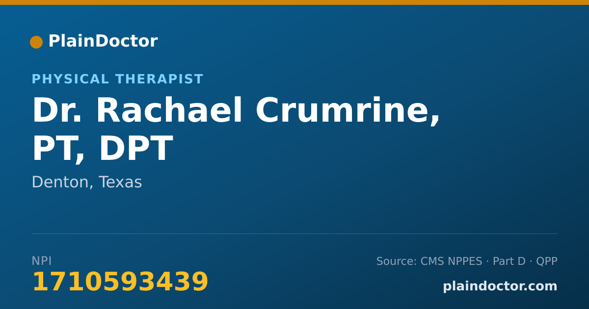 Shareable card for Rachael Crumrine, PT, DPT - Physical Therapist, Denton, TX