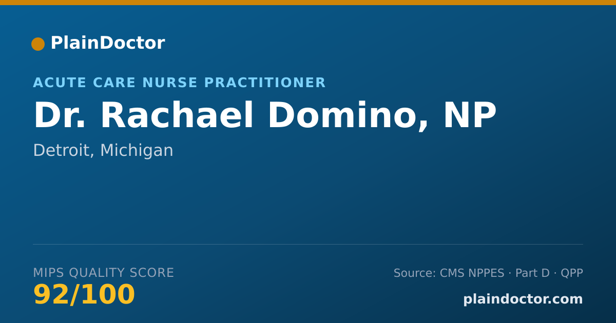Shareable card for Rachael Domino, NP - Acute Care Nurse Practitioner, Detroit, MI